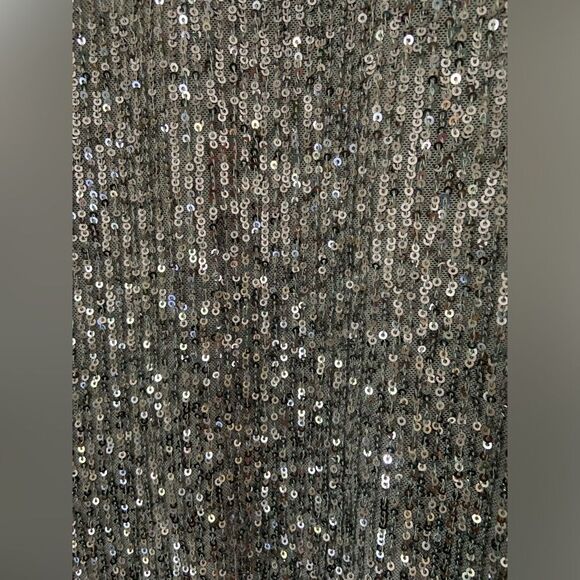 Calvin Klein 8 Festive Sequin Sheath Minimalist Glam Dress Silver Gray Holiday - Picture 5 of 8